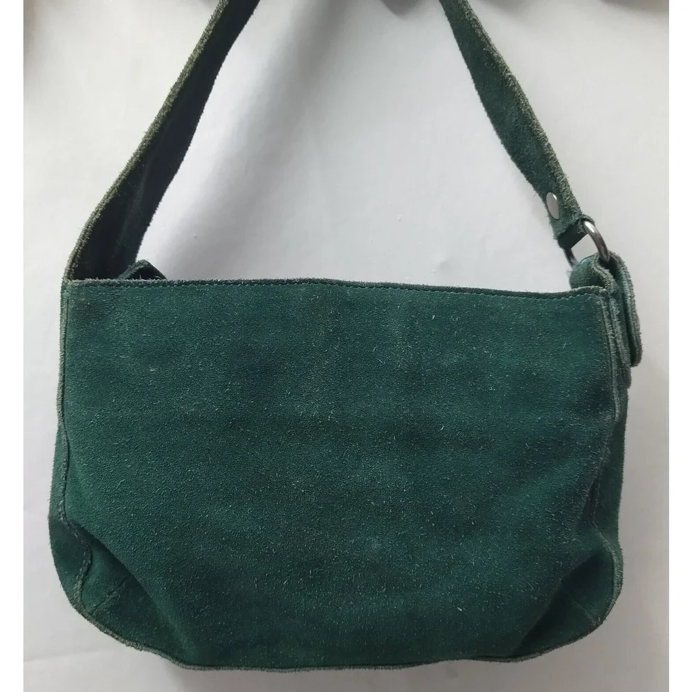 Marc Jacobs Green Suede Front Pocket Zipper Closure Small Hobo Shoulder Bag